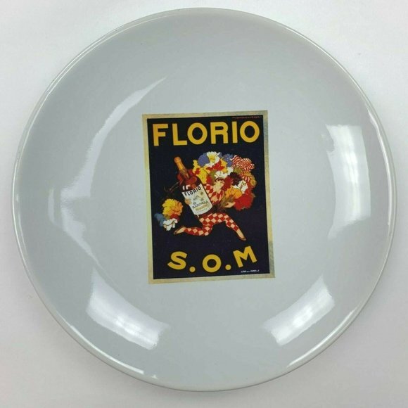 Pottery Barn Vintage Poster Cocktail Plate Rare 2002‎ 8'' FLORIO S.O.M - Picture 1 of 5